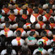 Missionaries in the Basilica of Our Lady of Guadalupe in Mexico City during the "sending out" Mass at the start of missions.