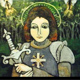 Joan of Arc, Ann's favorite saint, was her first retablo project.