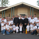Group of family missionaries with Archbishop Emeritus Phillip Hannan of New Orleans, Fr Pat Wattigny, parish priest of St Benilde�s Parish in New Orleans, and Fr Patrick Murphy, LC