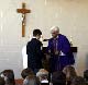 A moment during the Eucharistic celebration with Msgr. John Quinn.