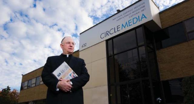 Fr Owen outside Circle Media