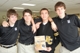 From left to right � Everest Collegiate Boys� High School students Nick Greene, Chris Bradley, Gabe Fenske and Ryan Bradley proudly hold up pro-life conference brochure.
