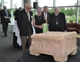 Guests at the Magdala Gala look at a reproduction of the Magdala Stone.