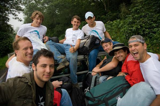 Missionaries revving up for another day of manual labor.