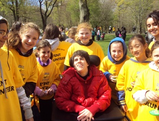 Challenge girls spending time with a Matheny resident
