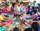 The PEI campers show off their colorful socks.