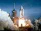 The students viewed footage of a space shuttle launch as part of the program.