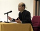 P. Alex Yeung, L.C., durante la defensa de su tesis doctoral en el Ateneo Pontificio Regina Apostolorum.