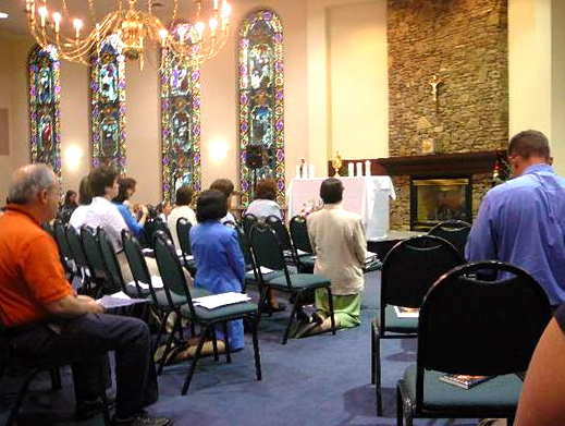 A moment of Eucharistic adoration at the holy hour on Thursday.