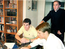 Dylan Fisher, left, fellow �co-worker� Greg Miller and Brother Andrew Dalton, work together running young men�s sections of the Legionaries of Christ in high schools and colleges around Washington D.C., Maryland and northern Virginia.