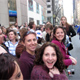 A group of jubilant young women on a Come & See weekend retreat await the Pope�s arrival outside St Patrick�s Cathedral in New York City.