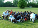 A moment of prayer on the playing field.