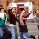 Young women on the Mission Youth track, celebrating the two-day countdown before World Youth Day.