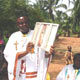 Fr Apolinar, diocesan priest of the Congo, Africa with the triptych of the Pilgrim Queen of the Family.